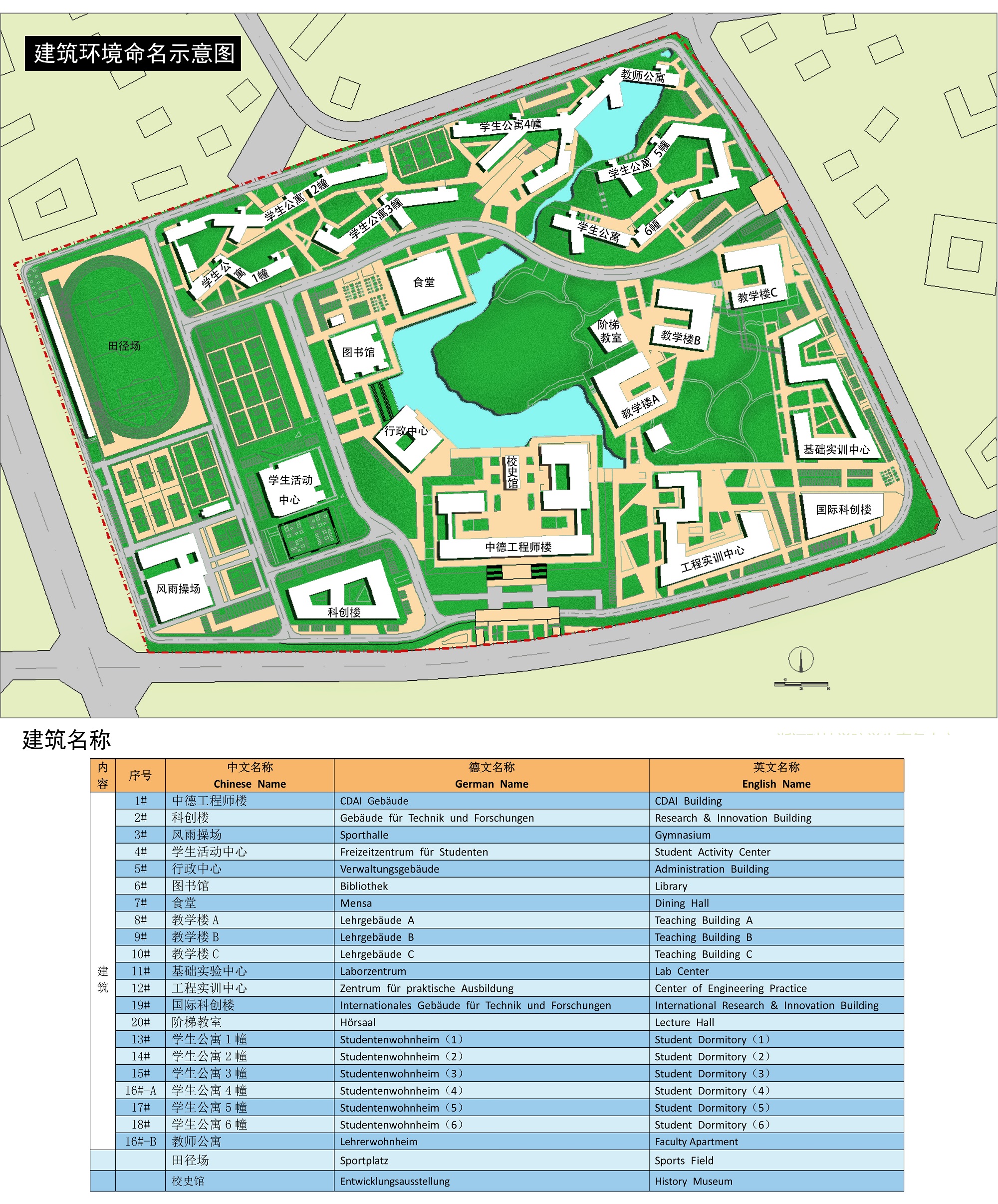 安吉校区环境命名示意图-浙江科技学院-中德工程师学院